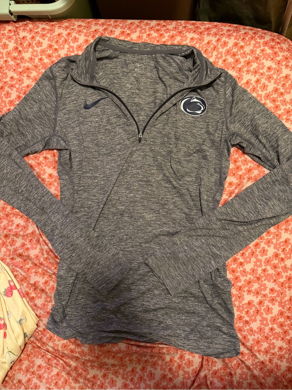 Nike Women's Gray Heather Quarter-Zip Pullover with Penn State Logo